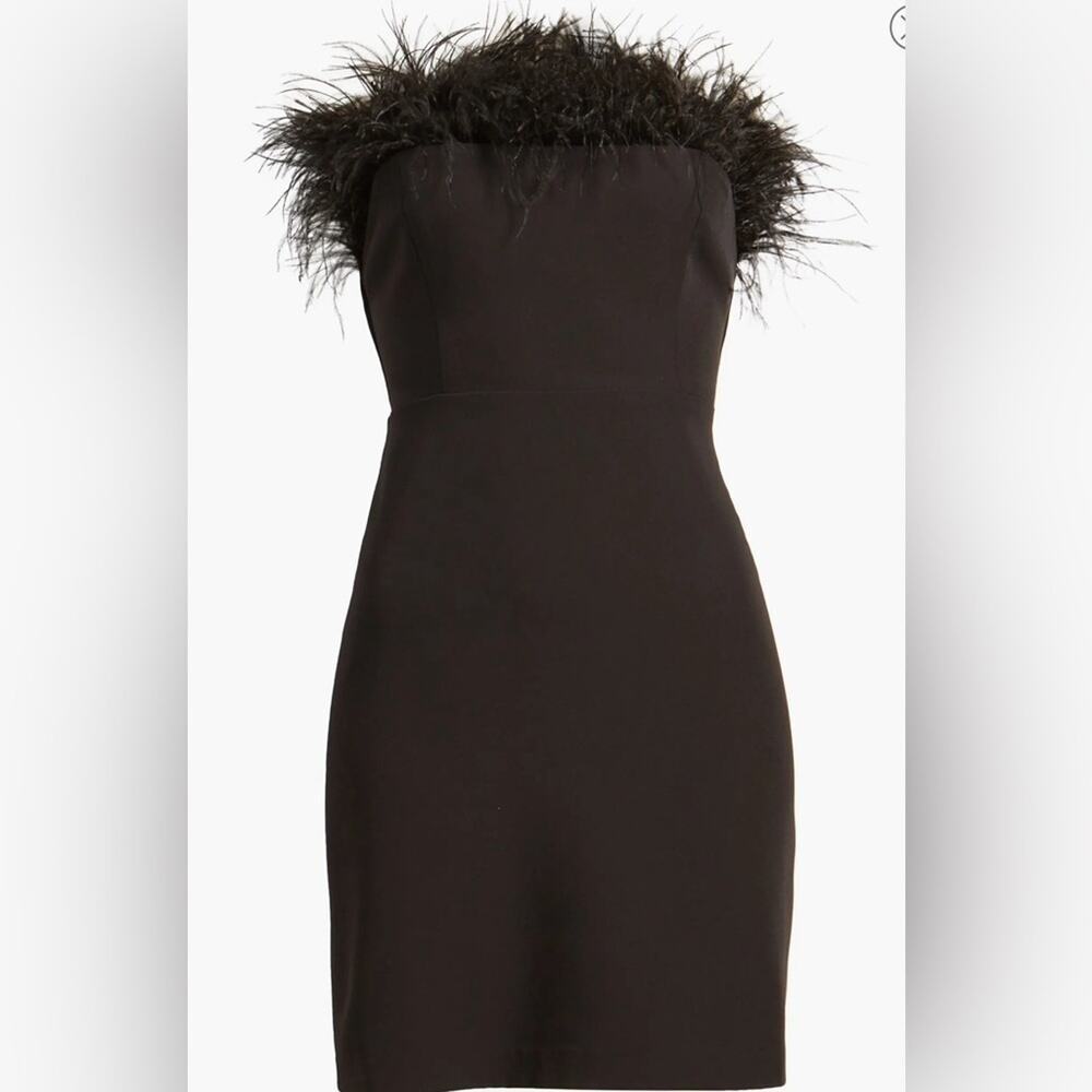 NWT SAM EDELMAN Feather Trim Strapless Minidress Sz 6 - Picture 4 of 7